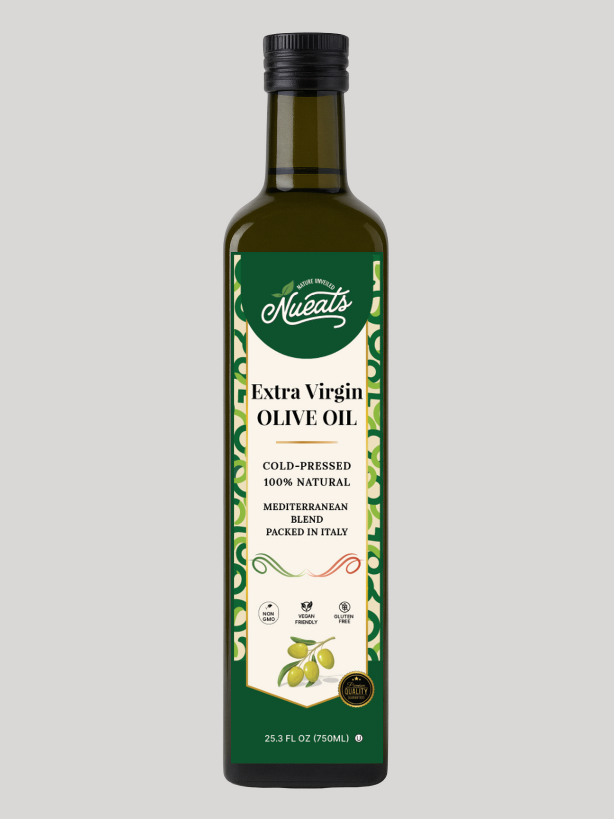 Extra Virgin Olive Oil, Cold-Pressed 100% Natural, Mediterranean Blend, Packed in Italy, 750ml/1000ml