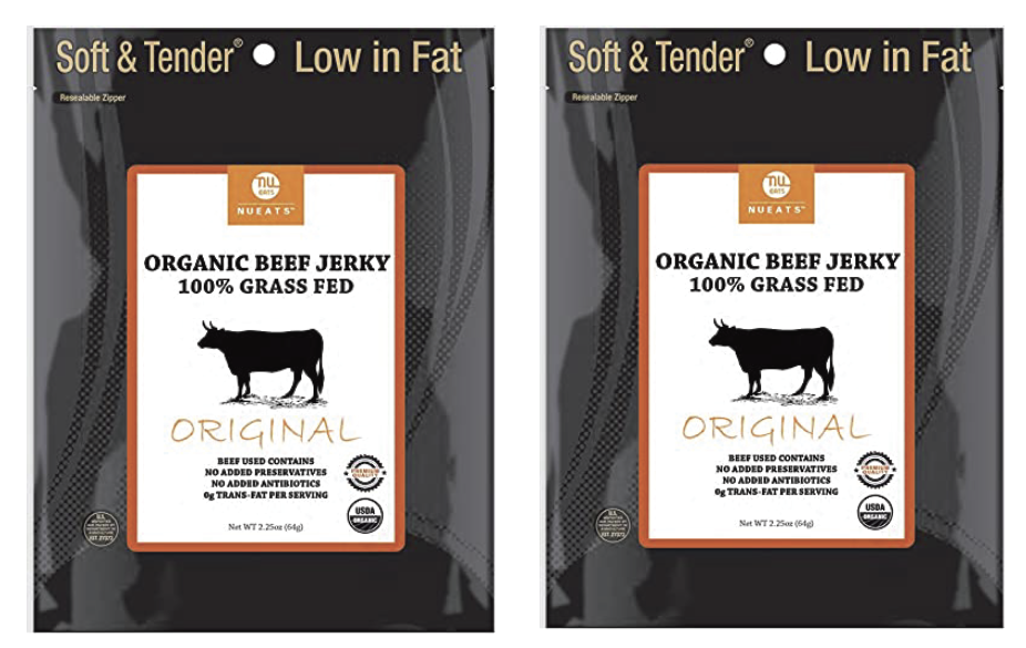 Organic Beef Jerky, 100% Grass-Fed, Original, 2.25 Ounce, 4 packs